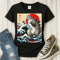 Vintage Catzilla Cat Monster Art Women's T-Shirt thumb 3