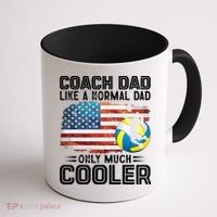 Volleyball Coach Dad Volleyball Players American Flag Gift Coffee Mug thumb 1