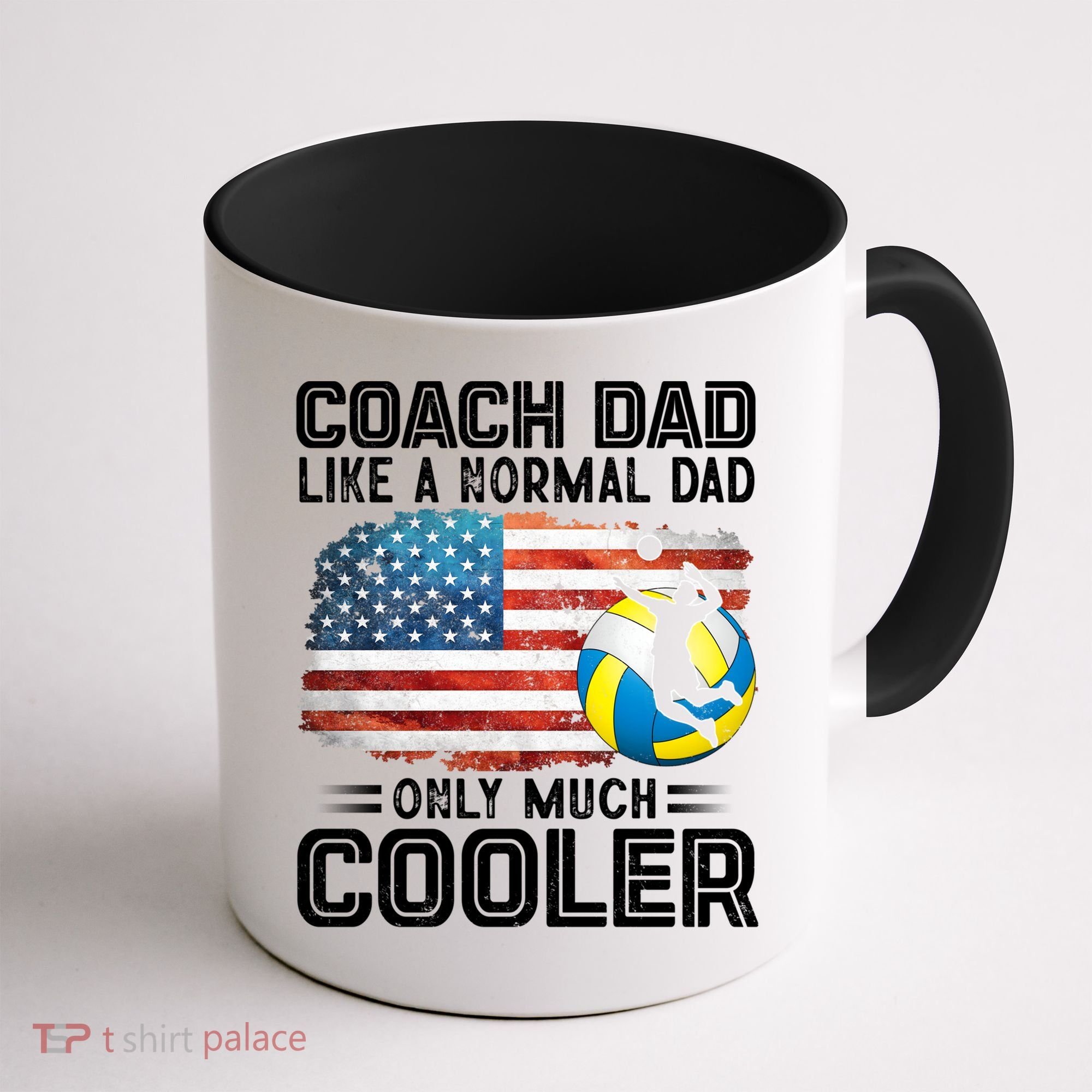 Volleyball Coach Dad Volleyball Players American Flag Gift Coffee Mug