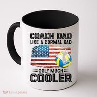 Volleyball Coach Dad Volleyball Players American Flag Gift Coffee Mug thumb 0