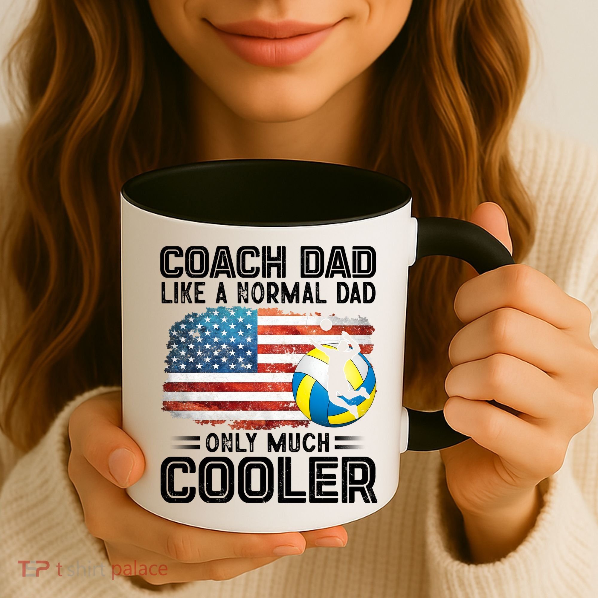 Volleyball Coach Dad Volleyball Players American Flag Gift Coffee Mug