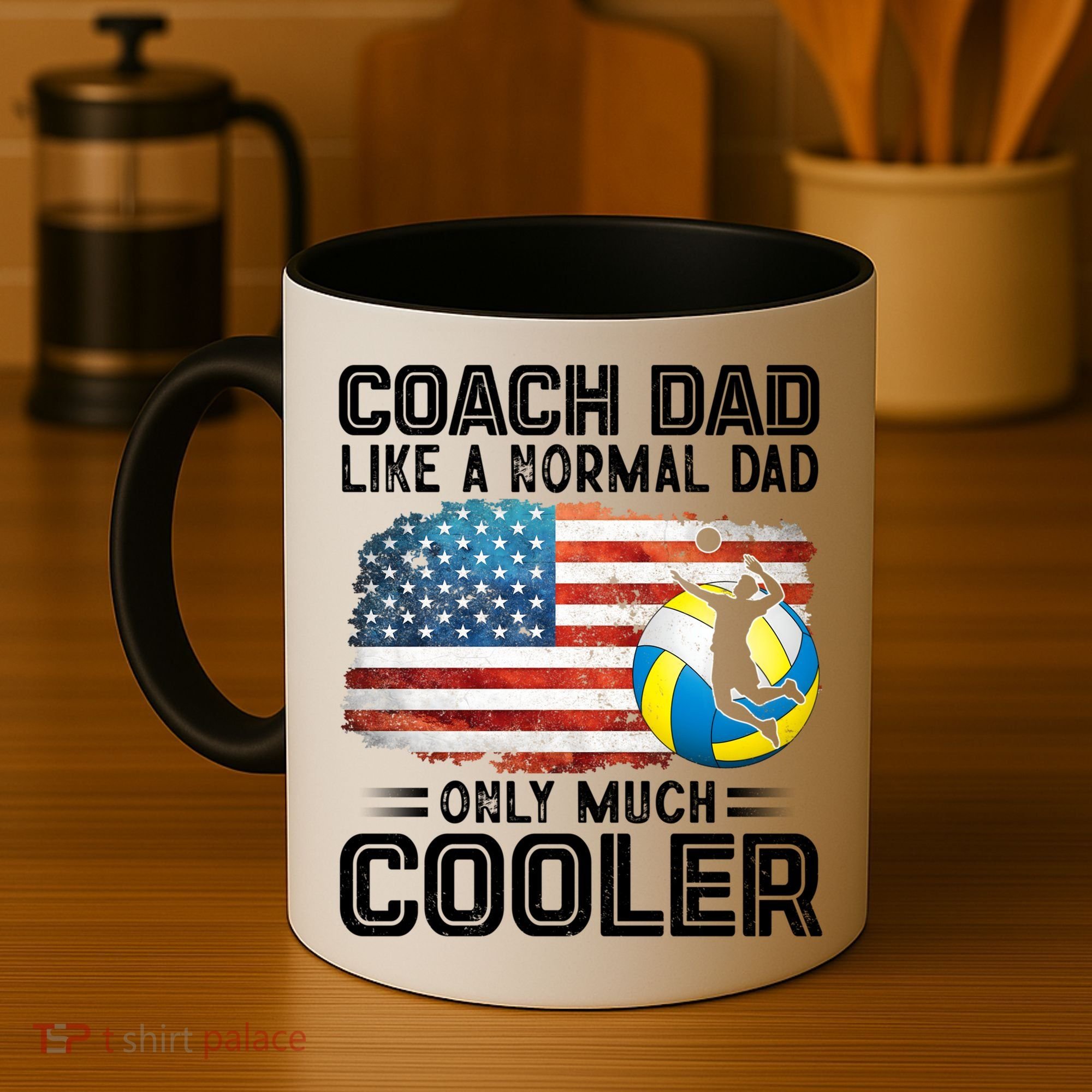 Volleyball Coach Dad Volleyball Players American Flag Gift Coffee Mug