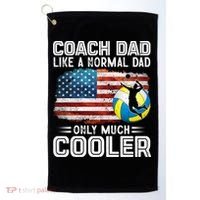 Volleyball Coach Dad Volleyball Players American Flag Gift Golf Towel thumb 0
