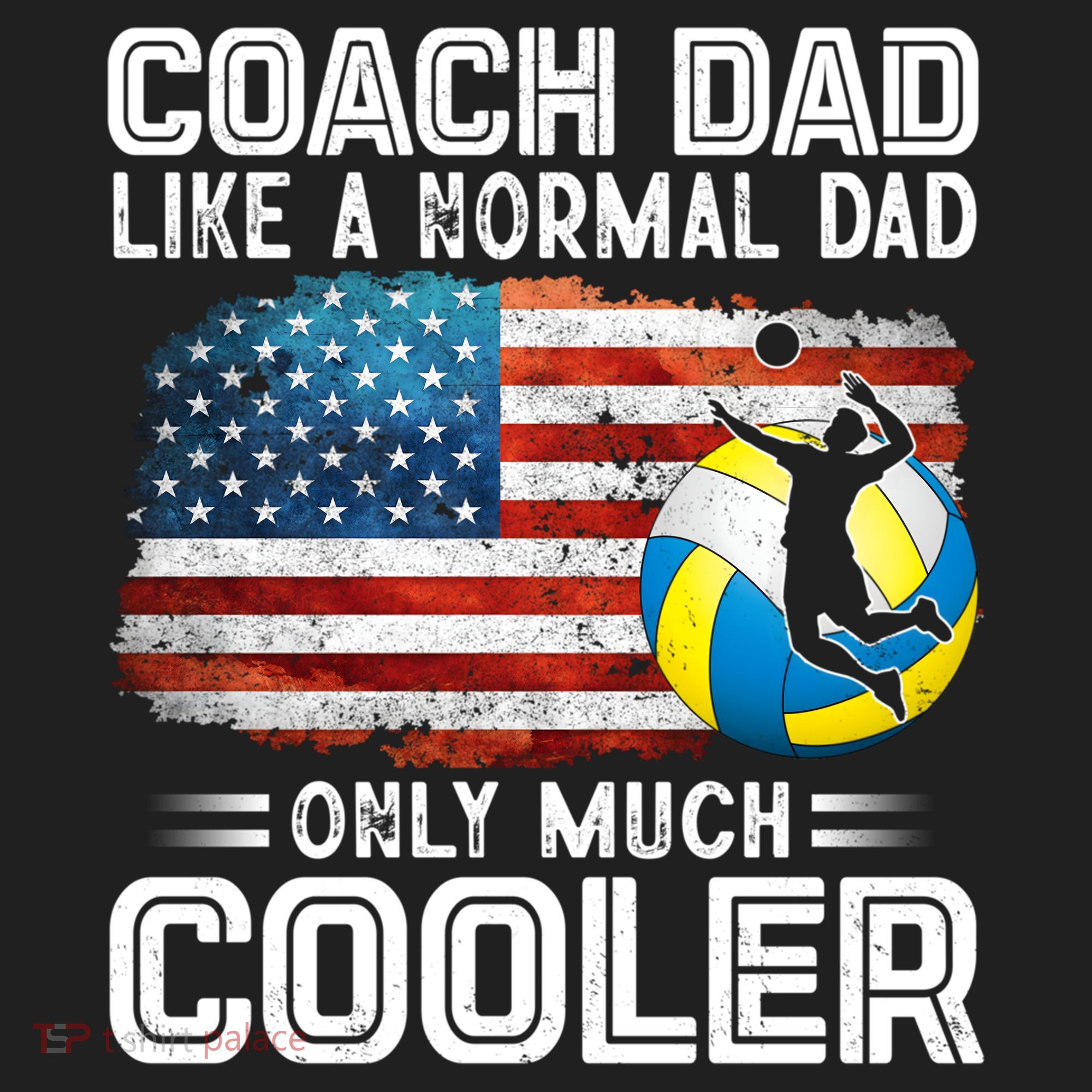 Volleyball Coach Dad Volleyball Players American Flag Gift Golf Towel