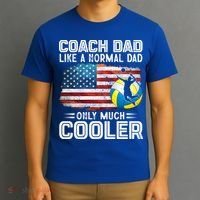 Volleyball Coach Dad Volleyball Players American Flag Gift T-Shirt thumb 3