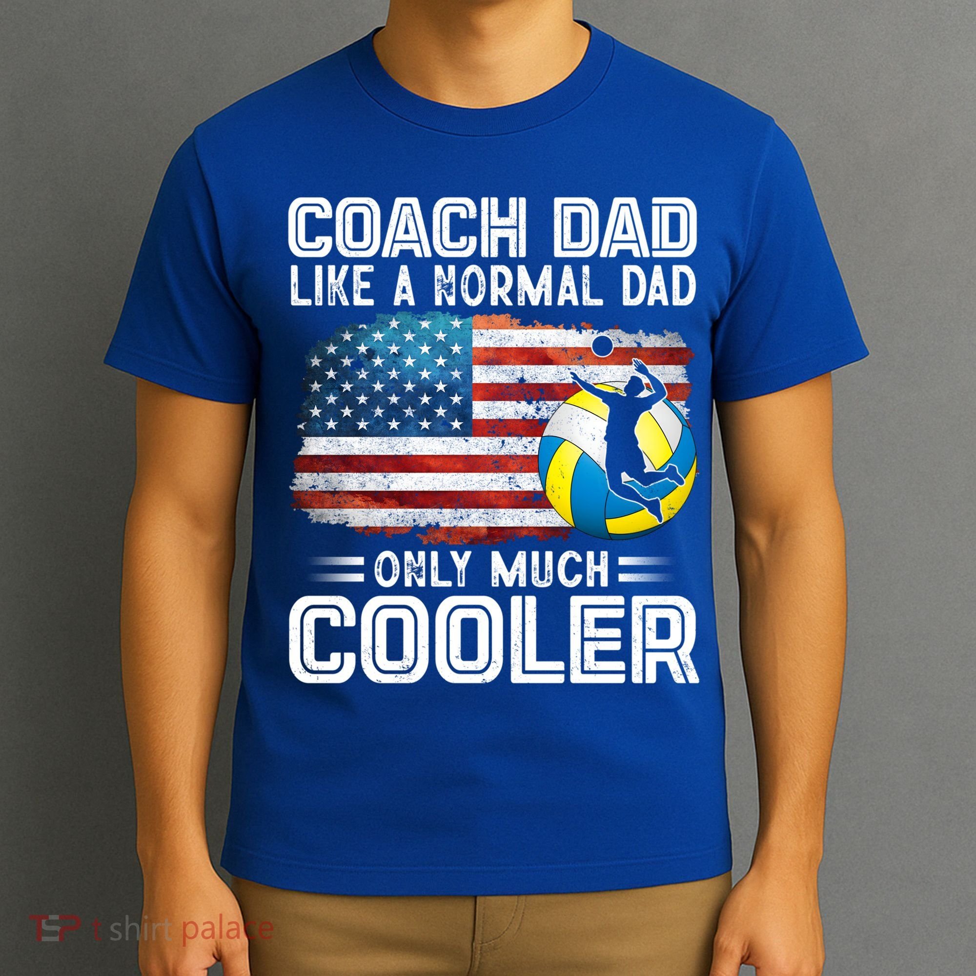 Volleyball Coach Dad Volleyball Players American Flag Gift T-Shirt