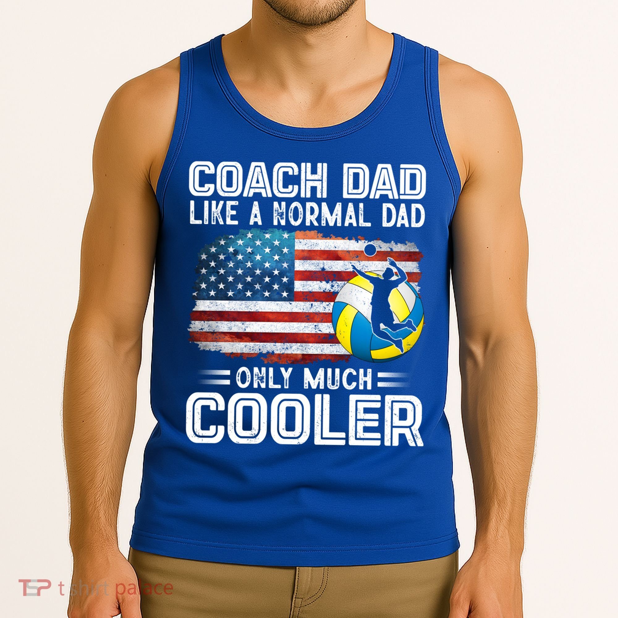 Volleyball Coach Dad Volleyball Players American Flag Gift Tank Top