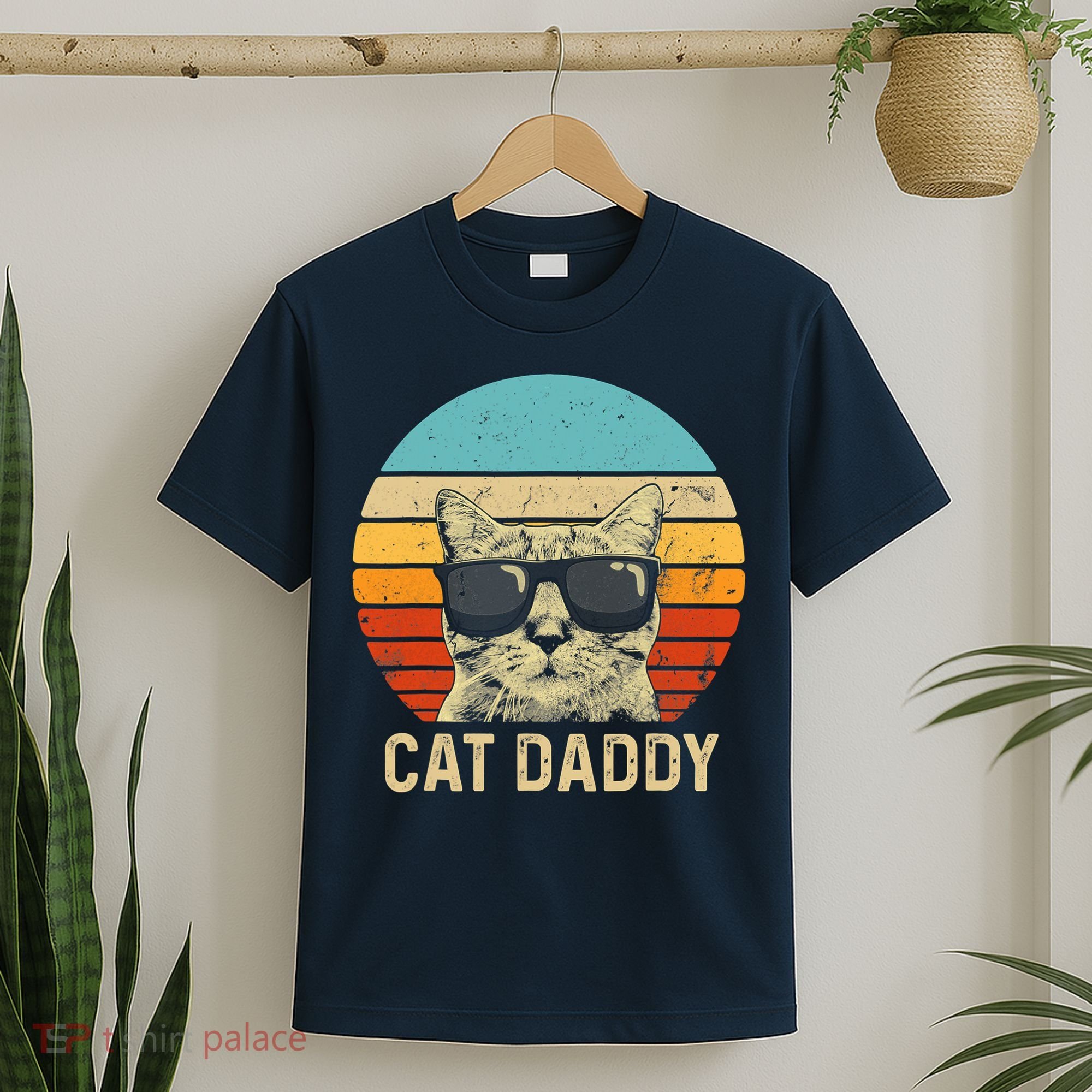 Vintage Cat Daddy Shirt Funny Cat Lover Gift Cat Dad Fathers T-Shirt