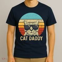 Vintage Cat Daddy Shirt Funny Cat Lover Gift Cat Dad Fathers T-Shirt thumb 3