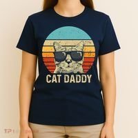 Vintage Cat Daddy Shirt Funny Cat Lover Gift Cat Dad Fathers T-Shirt thumb 4