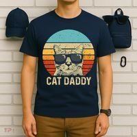 Vintage Cat Daddy Shirt Funny Cat Lover Gift Cat Dad Fathers T-Shirt thumb 6