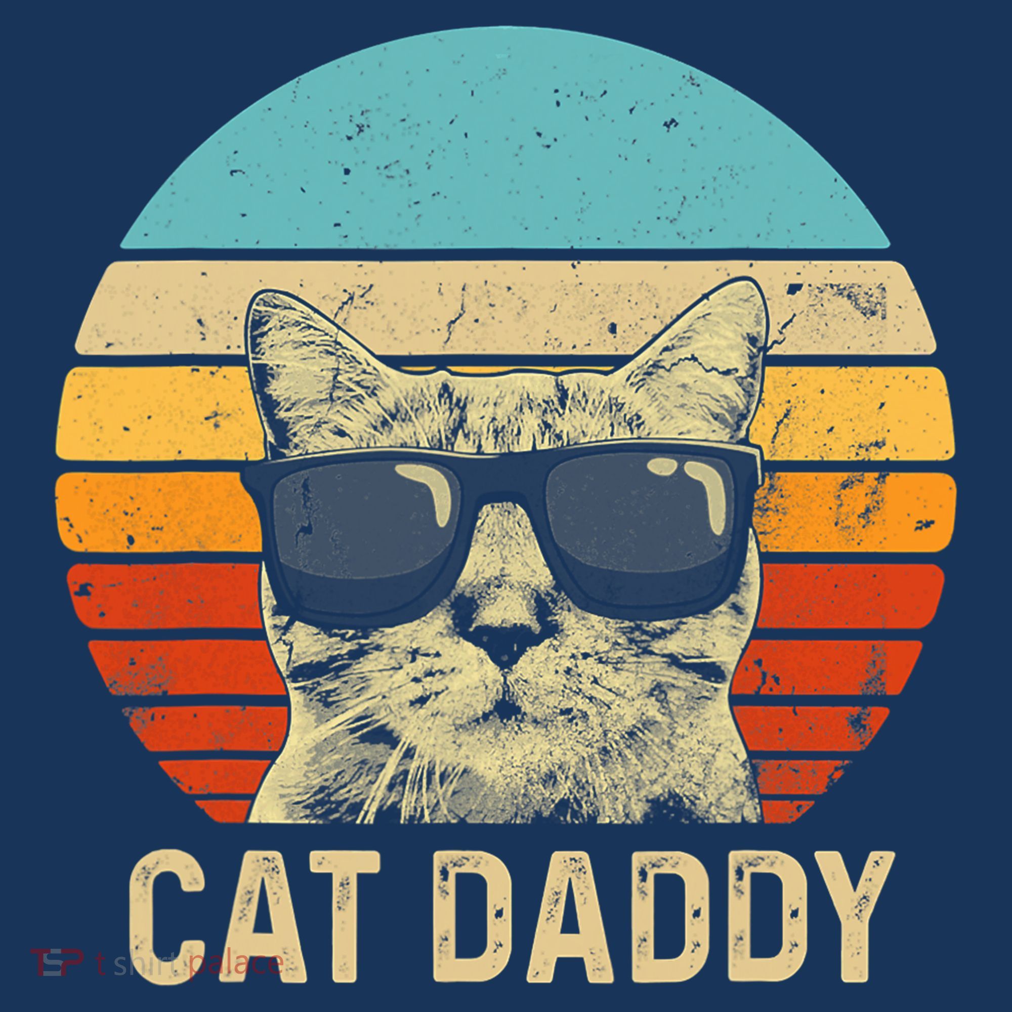 Vintage Cat Daddy Shirt Funny Cat Lover Gift Cat Dad Fathers T-Shirt