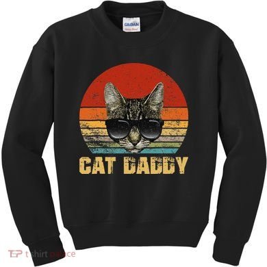 Vintage Cat Daddy Funny Cat Lover Gift Cat Dad Fathers Kids Sweatshirt