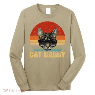 Vintage Cat Daddy Funny Cat Lover Gift Cat Dad Fathers Long Sleeve Shirt