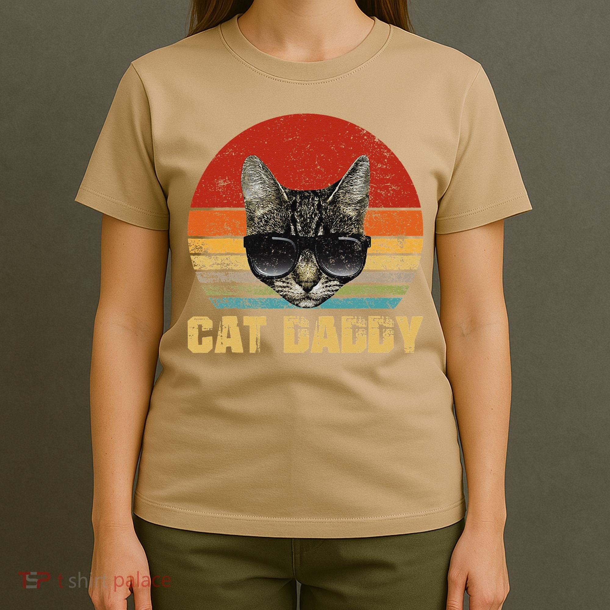 Vintage Cat Daddy Funny Cat Lover Gift Cat Dad Fathers T-Shirt