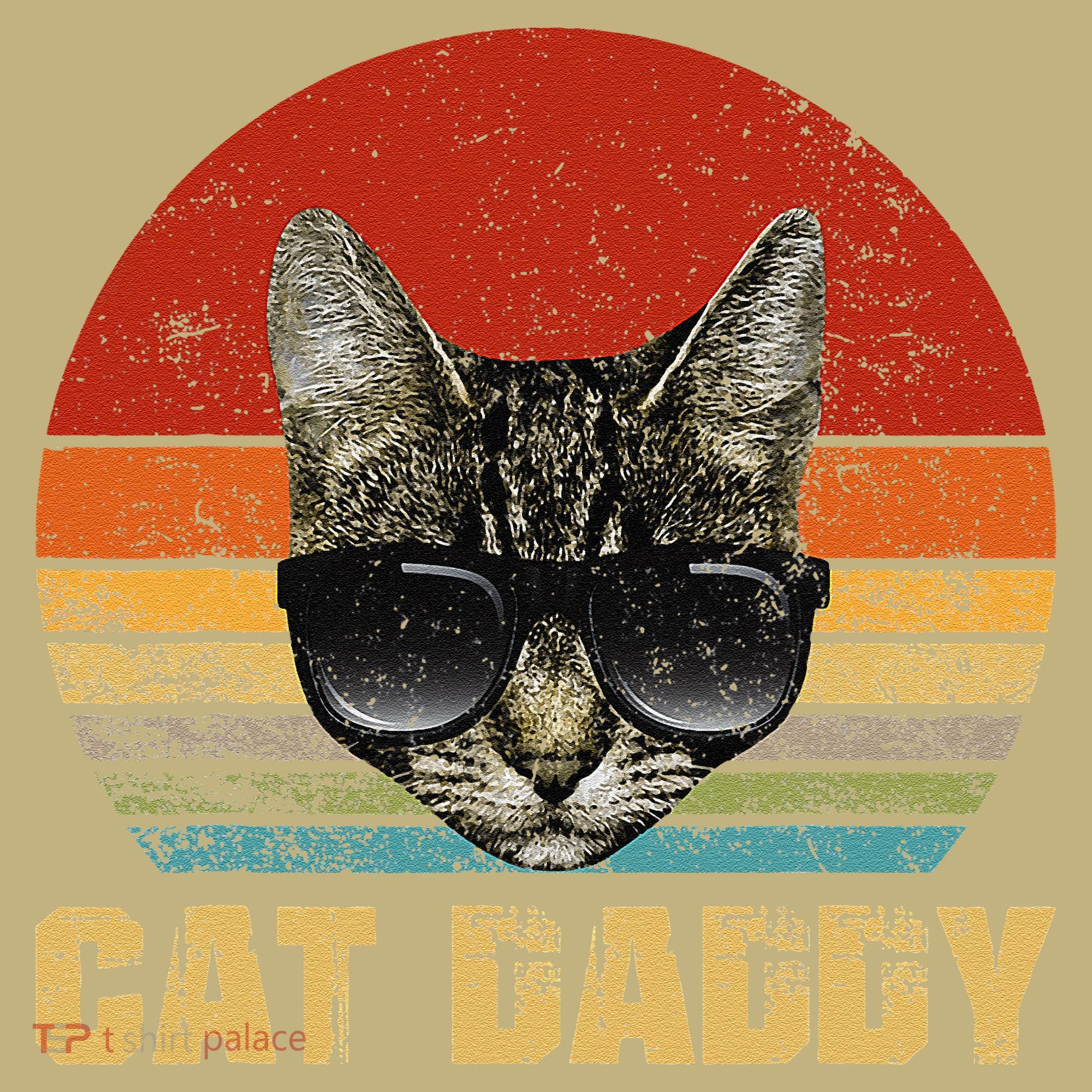 Vintage Cat Daddy Funny Cat Lover Gift Cat Dad Fathers T-Shirt