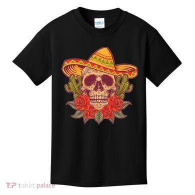 Vintage Cinco De Mayo Sombrero Skull Kids T-Shirt