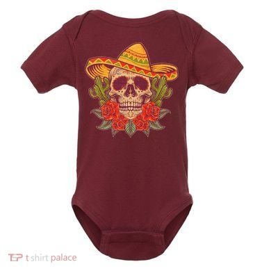 Vintage Cinco De Mayo Sombrero Skull Baby Bodysuit