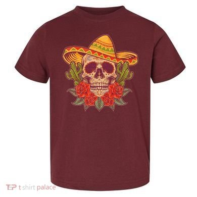 Vintage Cinco De Mayo Sombrero Skull Toddler T-Shirt