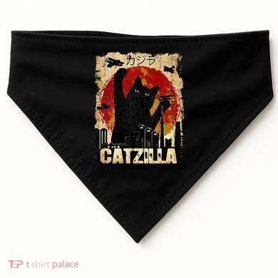 Vintage Catzilla Funny Kitten and Cat  USA-Made Doggie Bandana