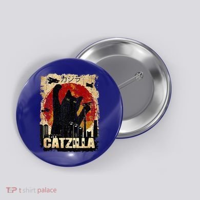 Vintage Catzilla Funny Kitten and Cat  Button