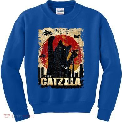 Vintage Catzilla Funny Kitten and Cat  Kids Sweatshirt