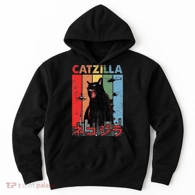 Vintage Catzilla Funny Kitten And Cat Lover Hoodie