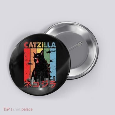 Vintage Catzilla Funny Kitten And Cat Lover Button