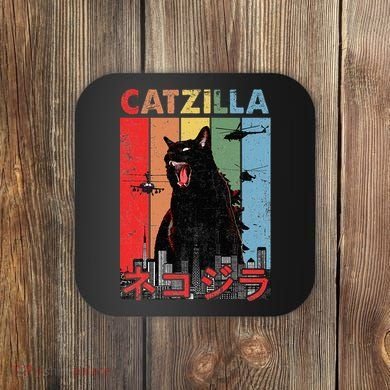 Vintage Catzilla Funny Kitten And Cat Lover Coaster
