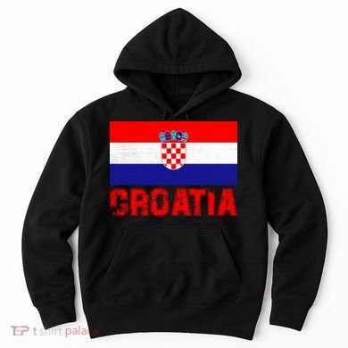 Vintage Croatia Flag National Pride Enthusiasts Hoodie