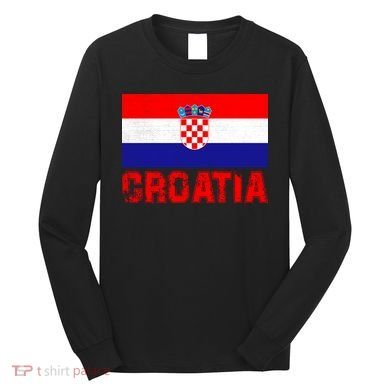 Vintage Croatia Flag National Pride Enthusiasts Long Sleeve Shirt