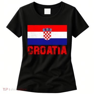 Vintage Croatia Flag National Pride Enthusiasts Women's T-Shirt