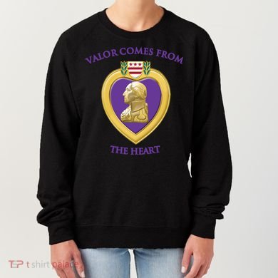Valor Comes From The Heart Purple Heart Military Design Gift Women's Sweatshirt