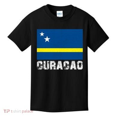 Vintage Curacao Flag Inspired Proud Islanders Kids T-Shirt