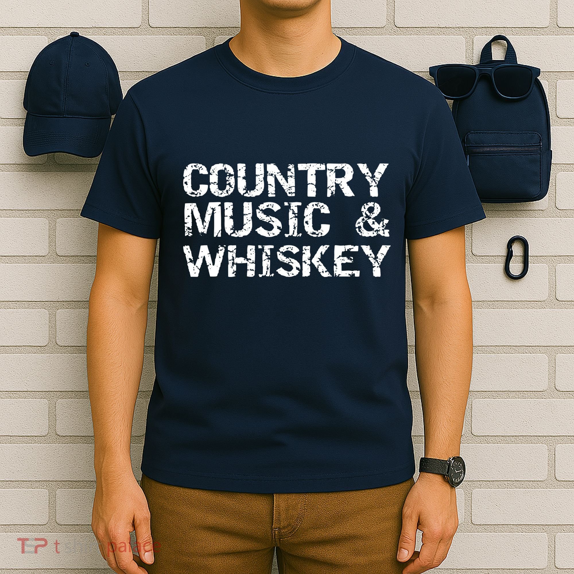 Vintage Country Gift For Men Funny Country Music Whiskey T-Shirt