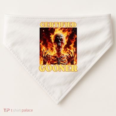 Vintage Certified Gooner Funny Cringe Hard Skeleton Meme USA-Made Doggie Bandana