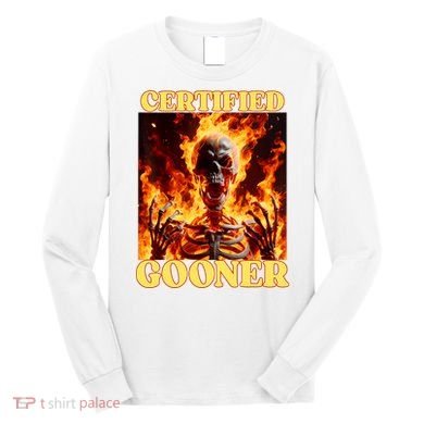 Vintage Certified Gooner Funny Cringe Hard Skeleton Meme Long Sleeve Shirt