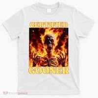 Vintage Certified Gooner Funny Cringe Hard Skeleton Meme T-Shirt thumb 0