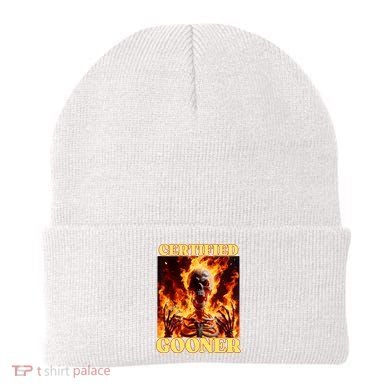 Vintage Certified Gooner Funny Cringe Hard Skeleton Meme Beanie