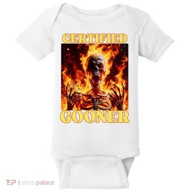 Vintage Certified Gooner Funny Cringe Hard Skeleton Meme Baby Bodysuit