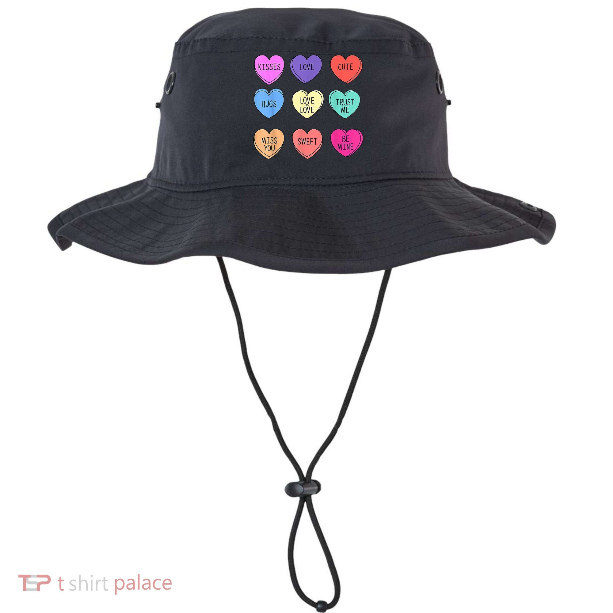Valentine Conversation Hearts Candy Happy Valentines Day Bucket Hat