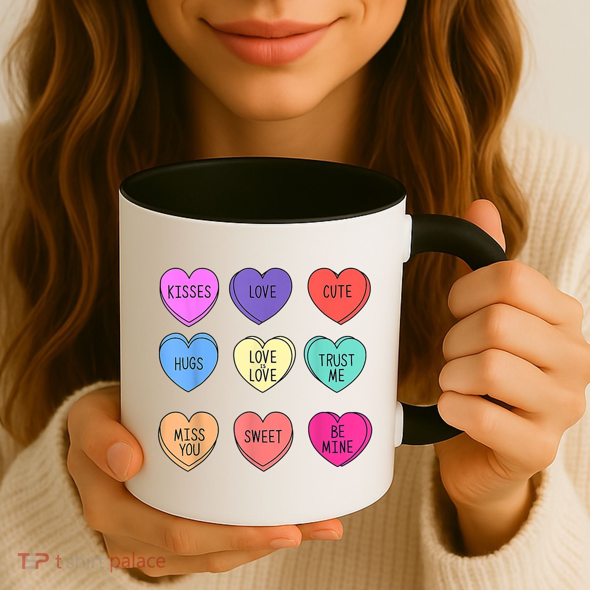 Valentine Conversation Hearts Candy Happy Valentines Day Coffee Mug