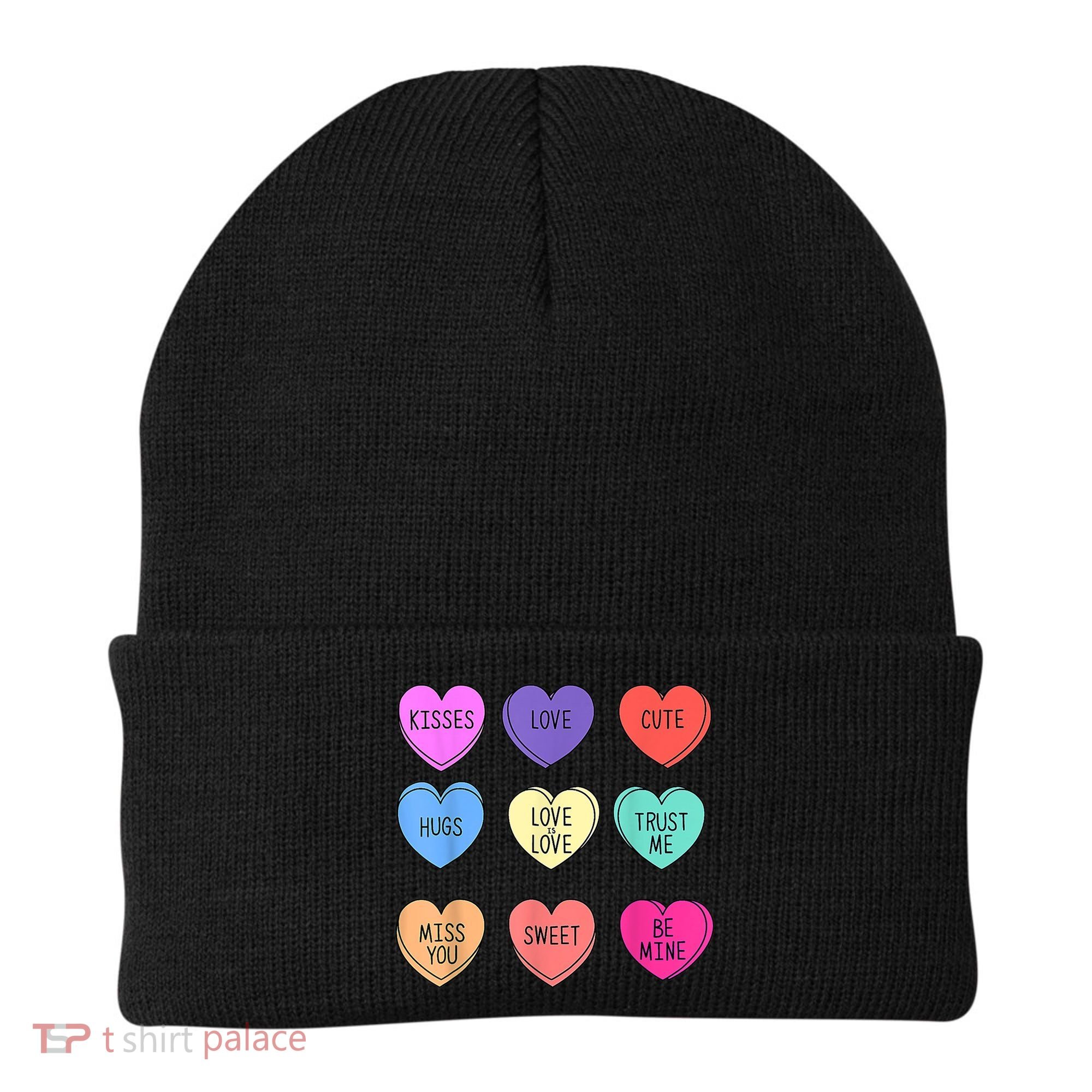 Valentine Conversation Hearts Candy Happy Valentines Day Beanie