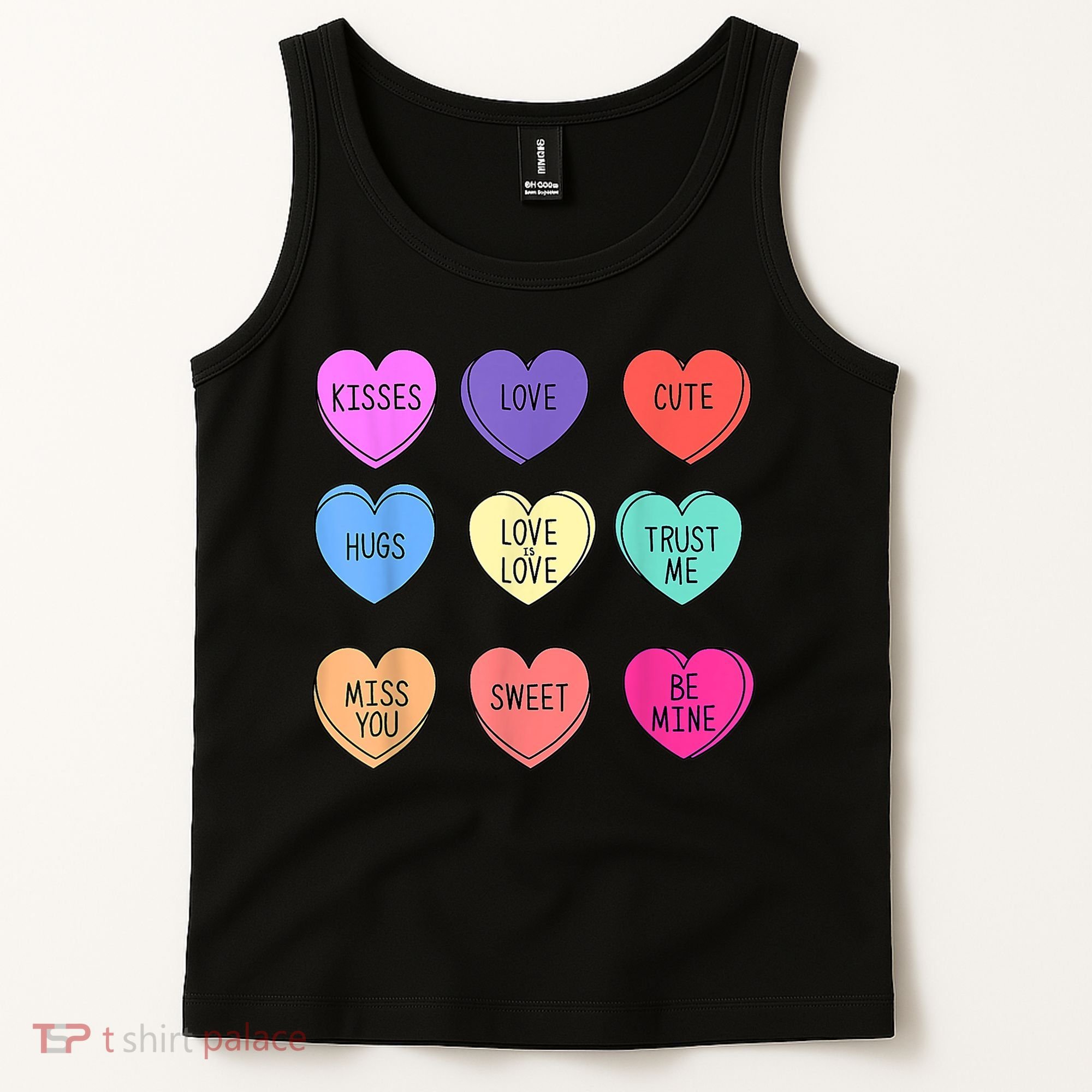 Valentine Conversation Hearts Candy Happy Valentines Day Tank Top