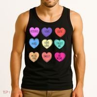 Valentine Conversation Hearts Candy Happy Valentines Day Tank Top thumb 3