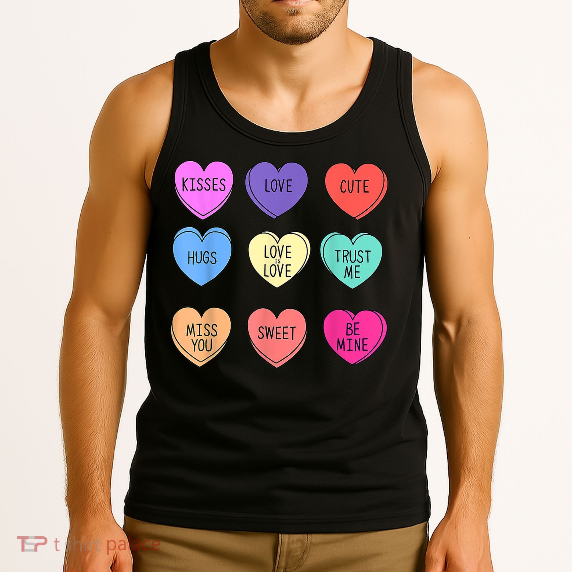 Valentine Conversation Hearts Candy Happy Valentines Day Tank Top