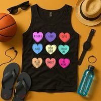 Valentine Conversation Hearts Candy Happy Valentines Day Tank Top thumb 4