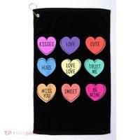 Valentine Conversation Hearts Candy Happy Valentines Day Golf Towel thumb 0