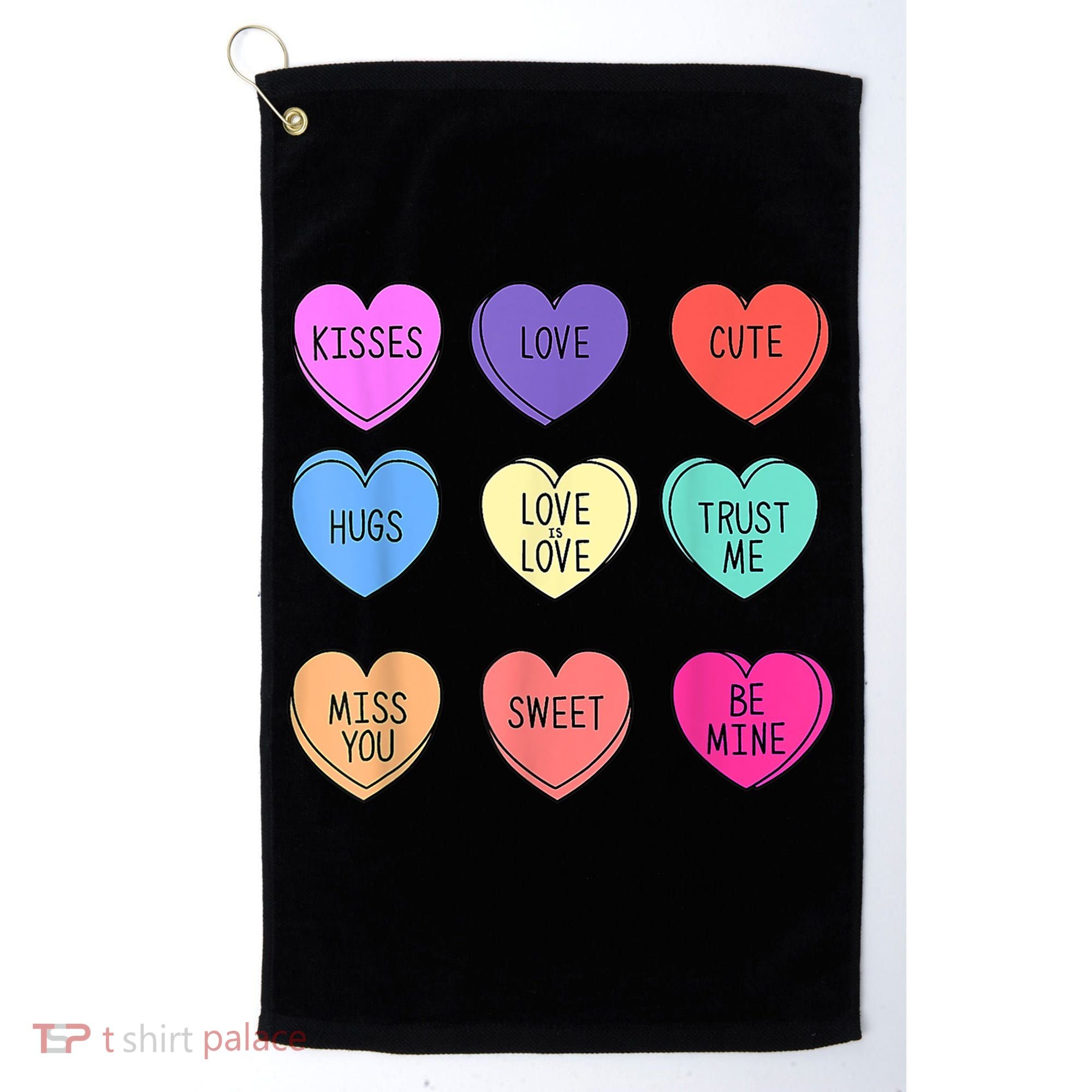 Valentine Conversation Hearts Candy Happy Valentines Day Golf Towel