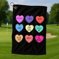 Valentine Conversation Hearts Candy Happy Valentines Day Golf Towel thumb 1